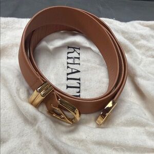 KHAITE Bambi  Leather Belt with Gold Buckle